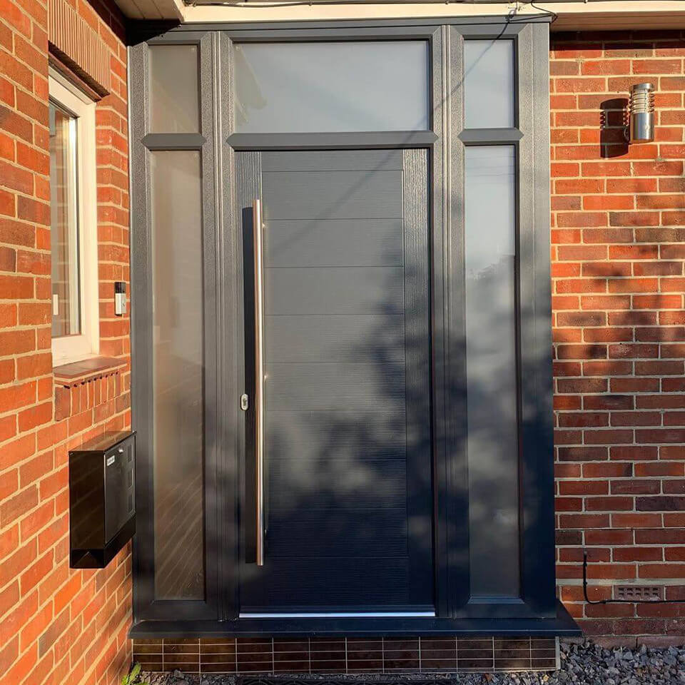 A charcoal grey composite door in Merseyside.